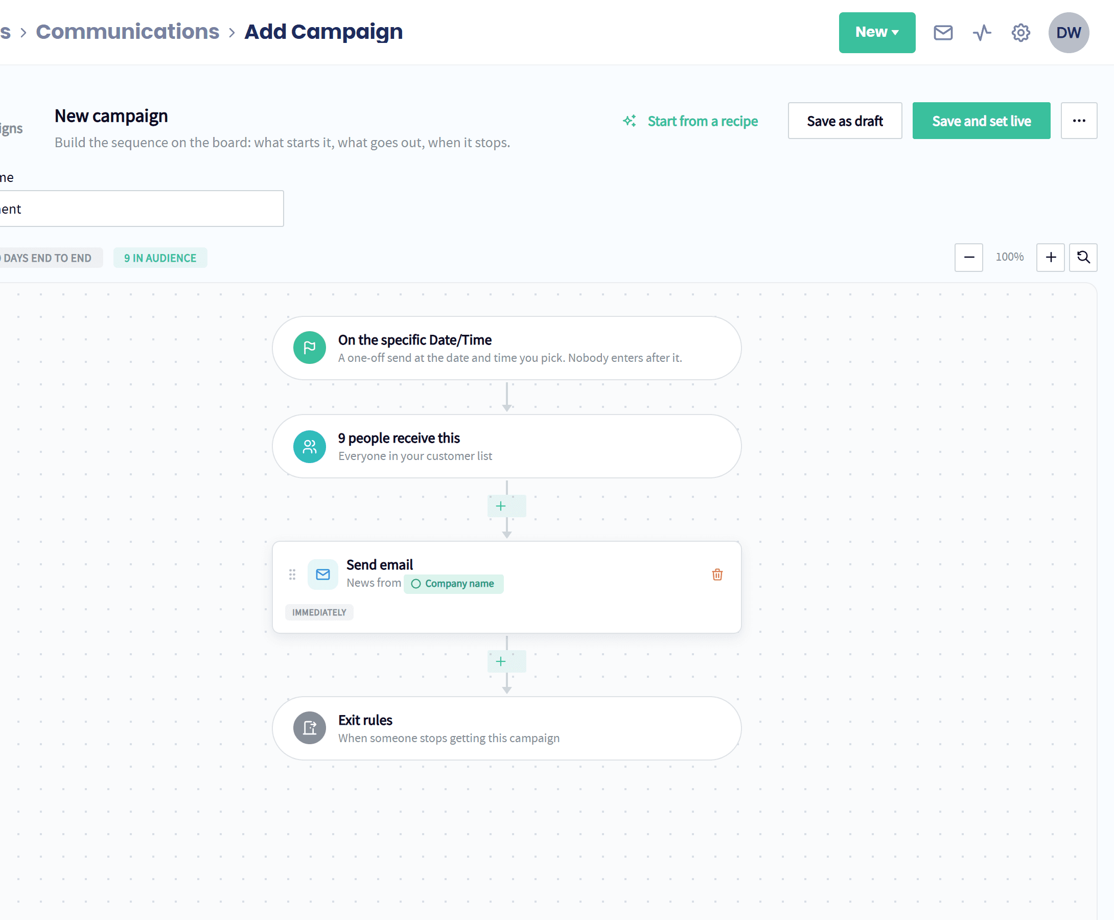 A one-off email announcement set up in Servgrow, going to everyone in the customer list on a date you pick