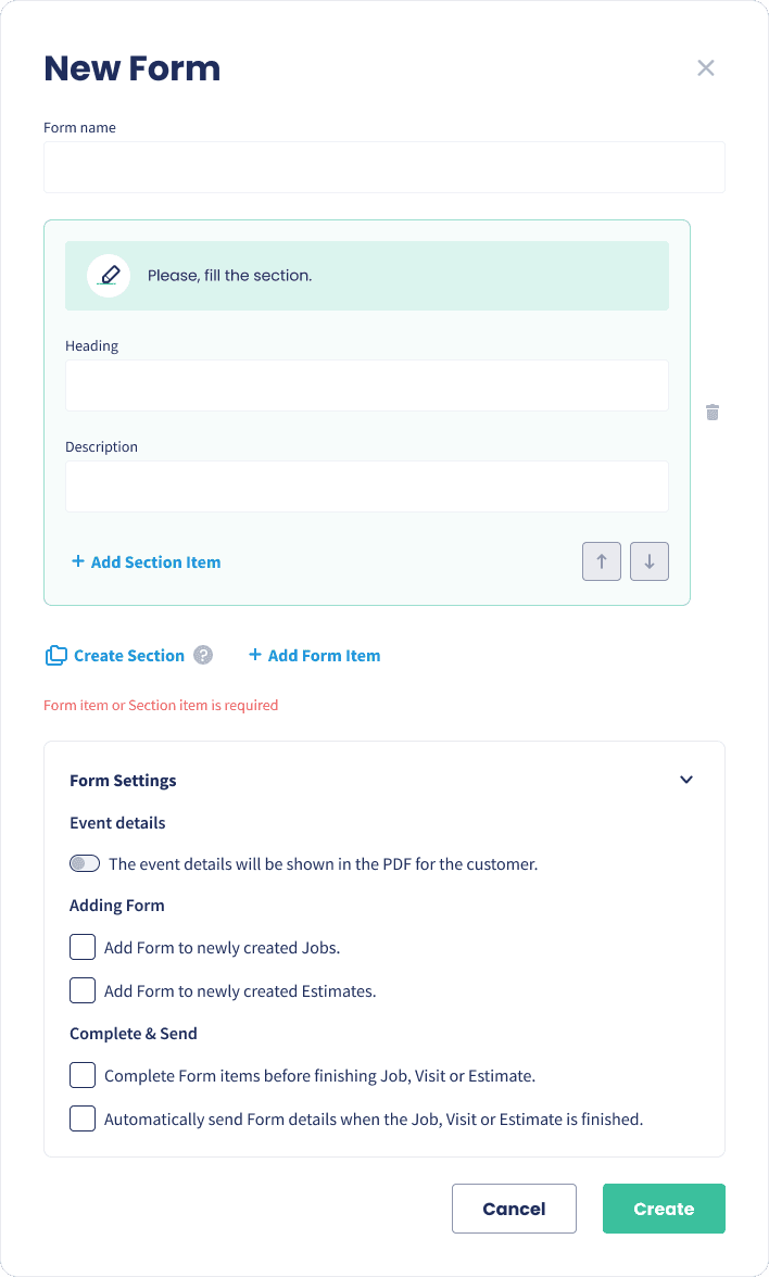 Building a new custom form in Servgrow