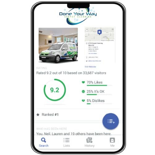 A service business listing in a local directory showing its rating and ranking
