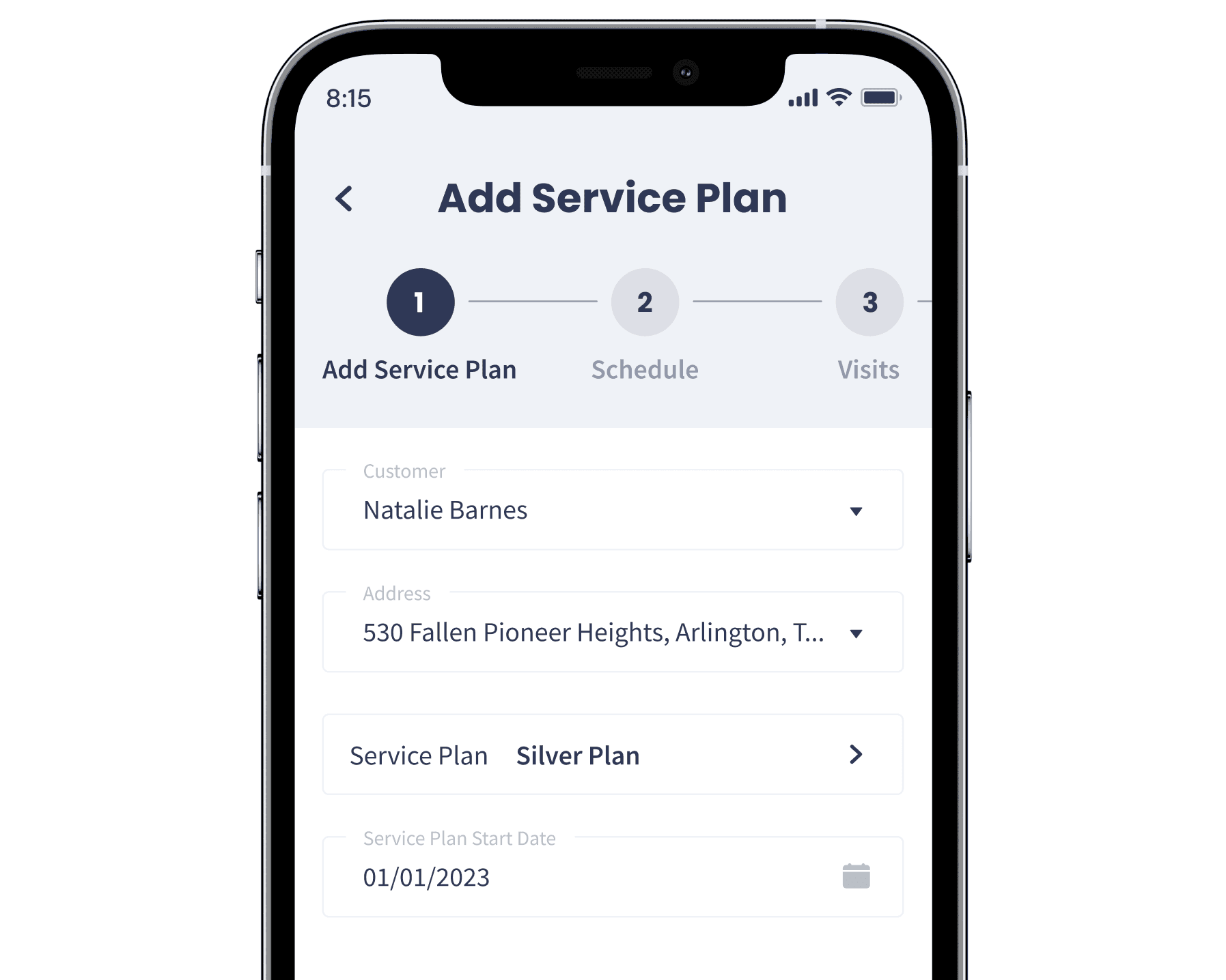 A service plan summary in Servgrow: total plans, all-time revenue and plan status