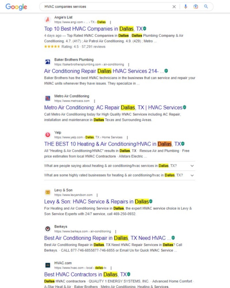 SEO services for HVAC Companies