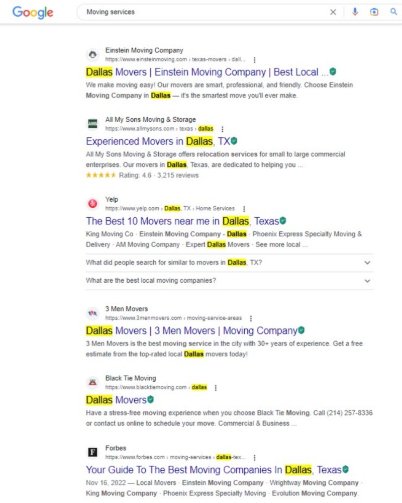 SEO Services for Moving Companies