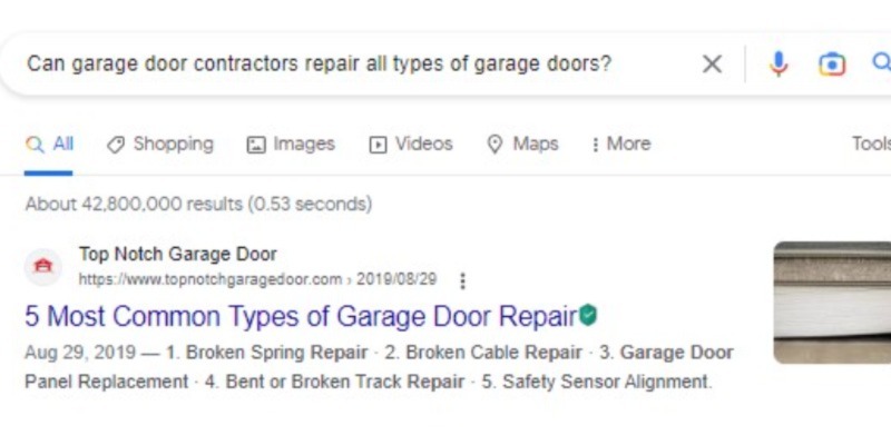 Search Engine Optimization for Garage Door Contractors