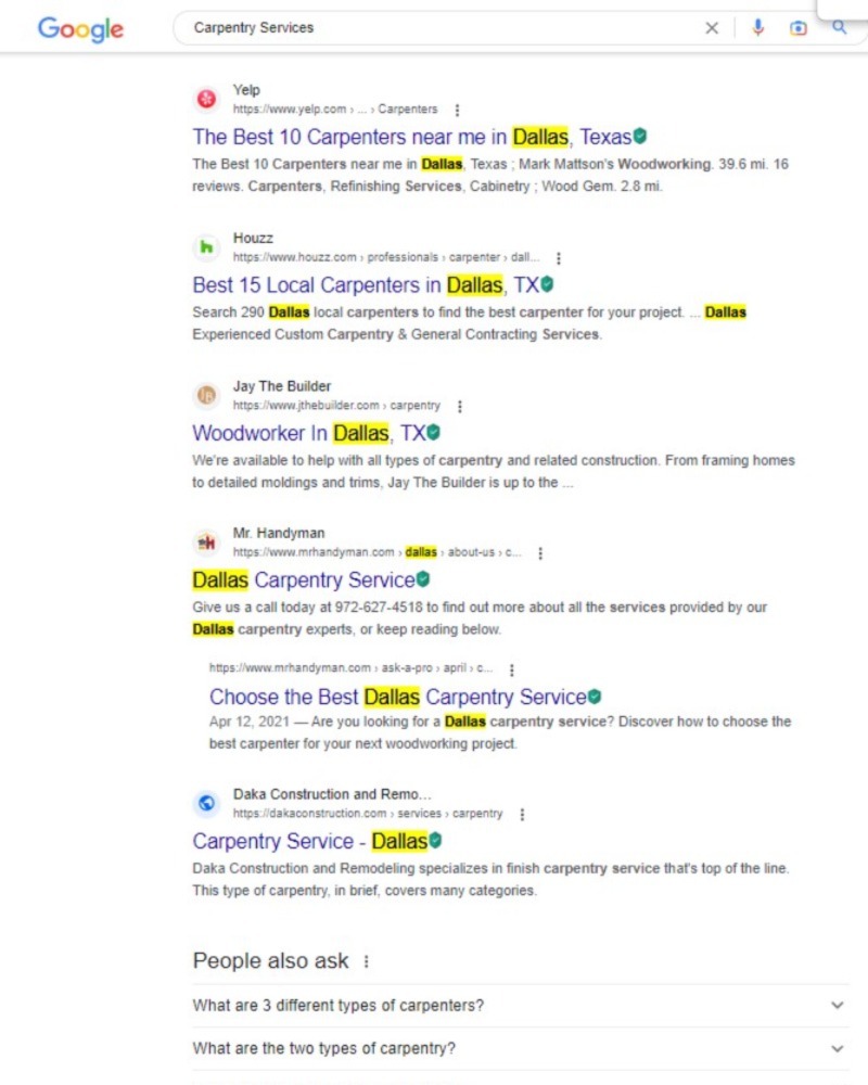 SEO Services for Carpentry Companies