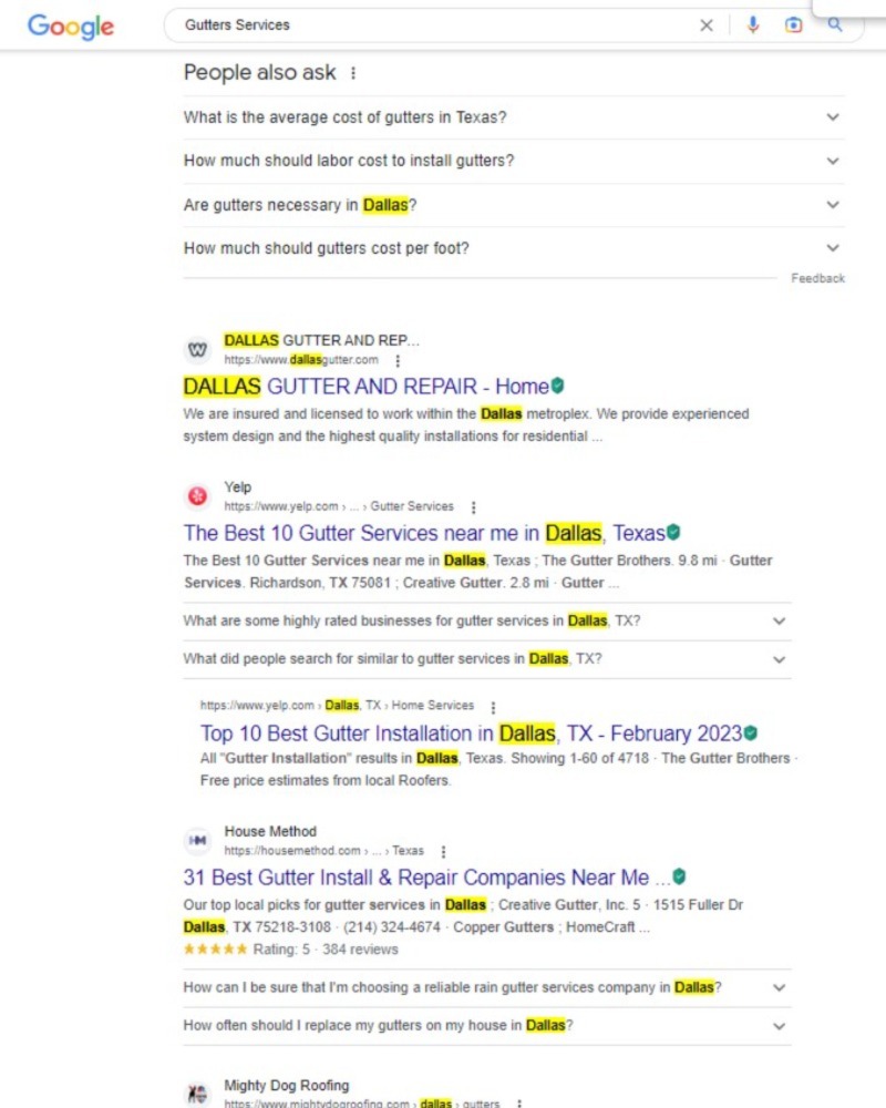 SEO Services for Gutters Companies
