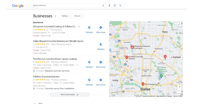 Local epoxy specialist SEO