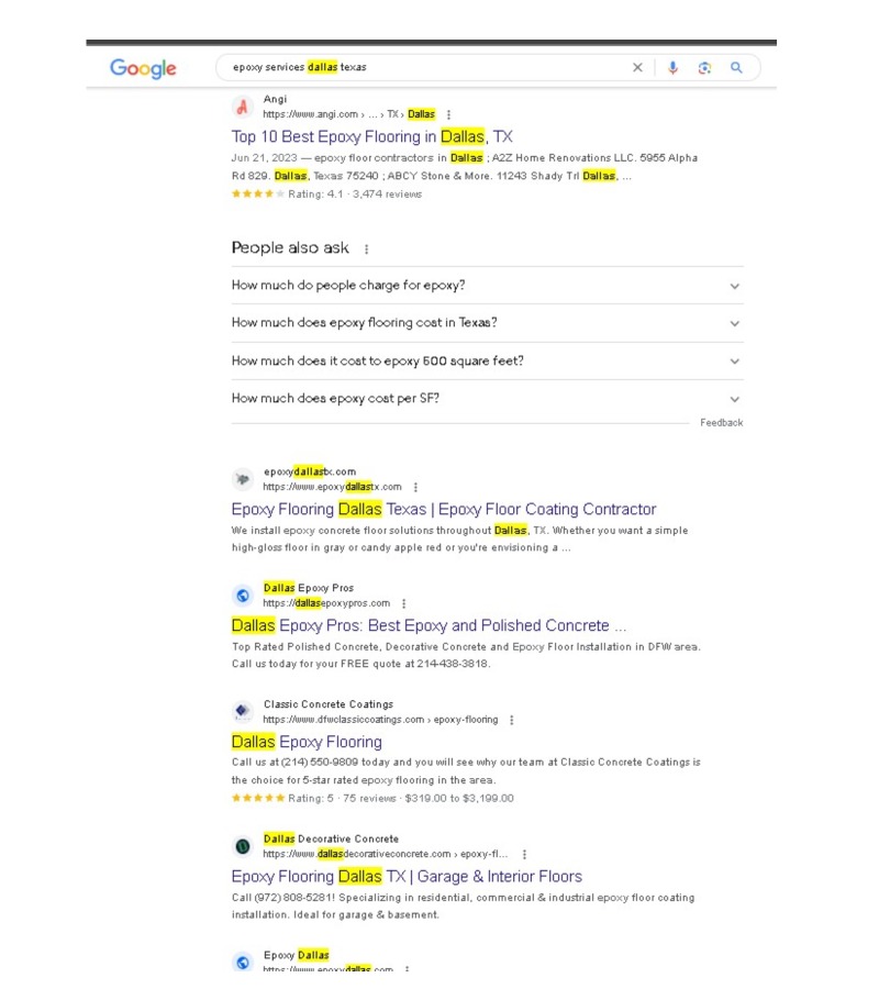 SEO services for epoxy Companies